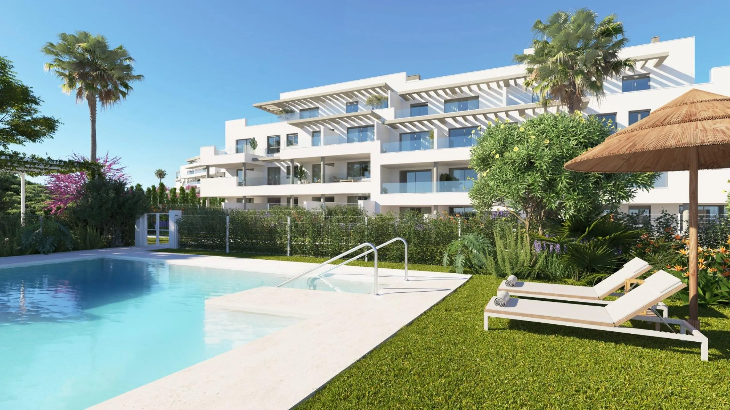 New Build Apartments Near the Beach in Las Lagunas de Mijas& & Modern Coastal Living Just Steps from the Sea& This exclusive new residential development is designed to offer comfort, quality and a relaxed Mediterranean lifestyle for you and your 