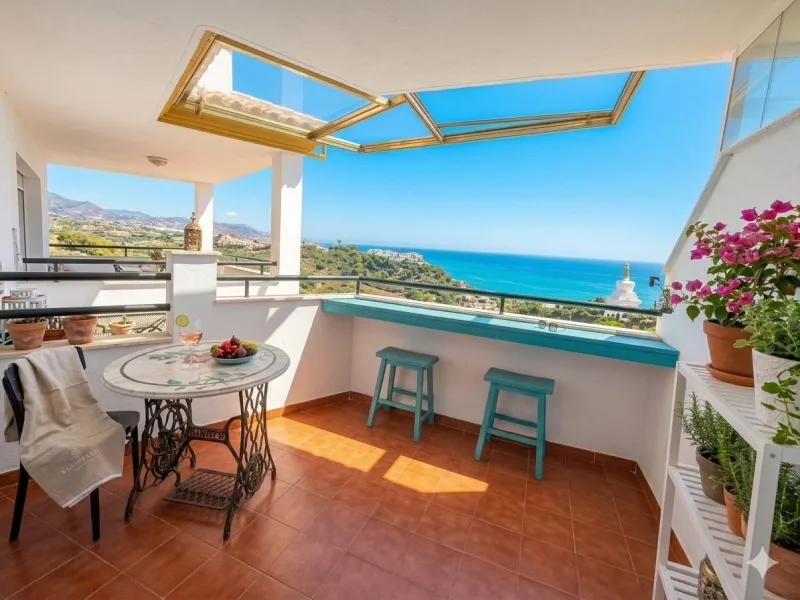 Discover this spectacular apartment in one of the most sought-after locations in Benalmádena Pueblo, opposite the iconic Buddhist Stupa. With a south-facing orientation, it boasts stunning views of the Mediterranean Sea and a peaceful, privileged setting.