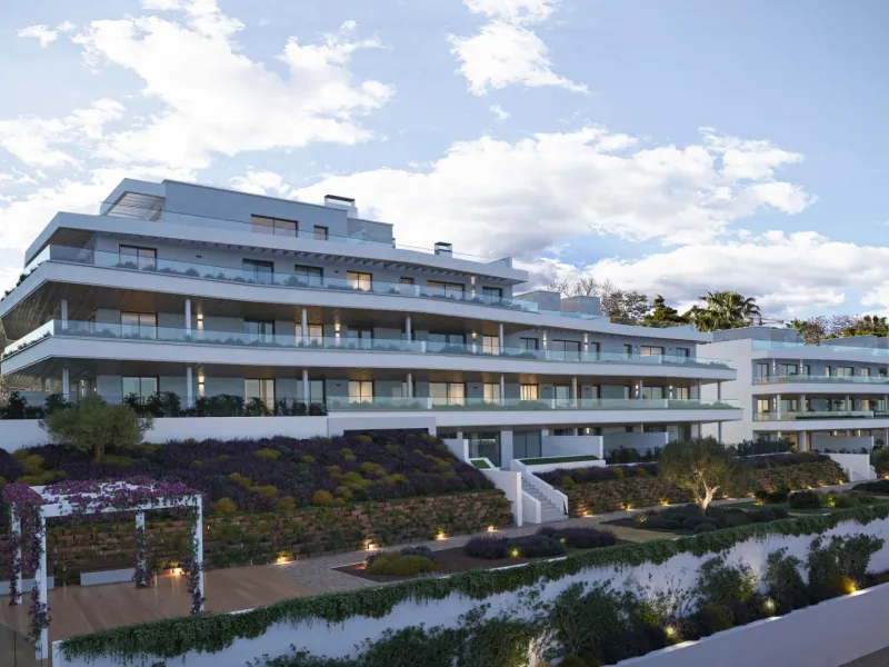 New Build Apartments with Sea Views next to Selwo Park, Estepona& & Modern homes in a privileged natural setting& Located in the exclusive Selwo area, between Estepona and San Pedro de Alcántara, this new residential development on the Costa del 