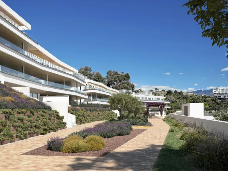 New Build Apartments with Sea Views next to Selwo Park, Estepona& & Modern homes in a privileged natural setting& Located in the exclusive Selwo area, between Estepona and San Pedro de Alcántara, this new residential development on the Costa del 