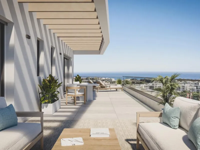 New Build Apartments with Sea Views next to Selwo Park, Estepona& & Modern homes in a privileged natural setting& Located in the exclusive Selwo area, between Estepona and San Pedro de Alcántara, this new residential development on the Costa del 