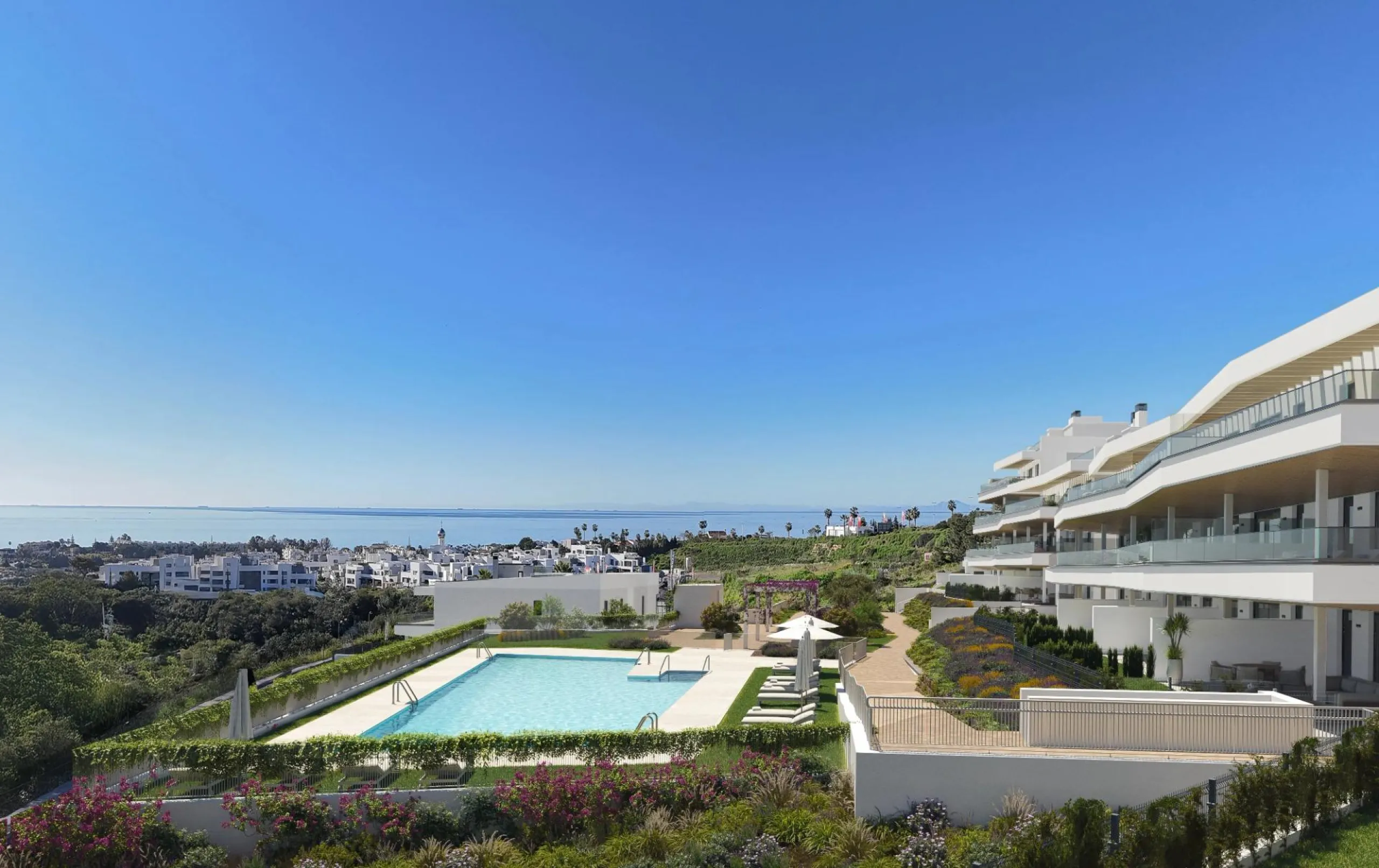 New Build Apartments with Sea Views next to Selwo Park, Estepona& & Modern homes in a privileged natural setting& Located in the exclusive Selwo area, between Estepona and San Pedro de Alcántara, this new residential development on the Costa del 