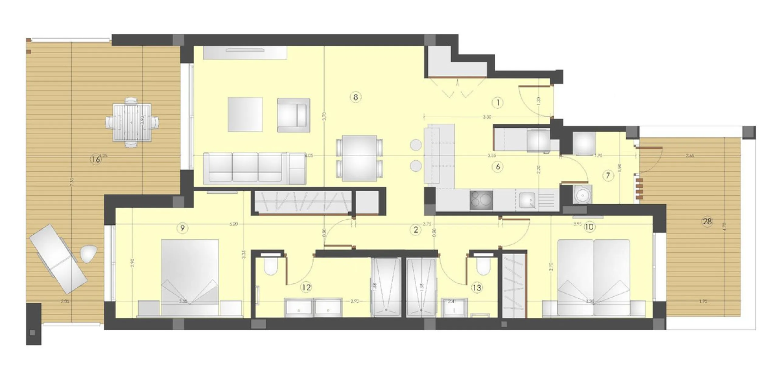 This stunning ground-floor apartment in Los Miradores del Sol Phase I perfectly combines contemporary luxury with Mediterranean indoor-outdoor living on Estepona's exclusive New Golden Mile. Offering 92 m² of elegant interior space and an impressive 84 m²