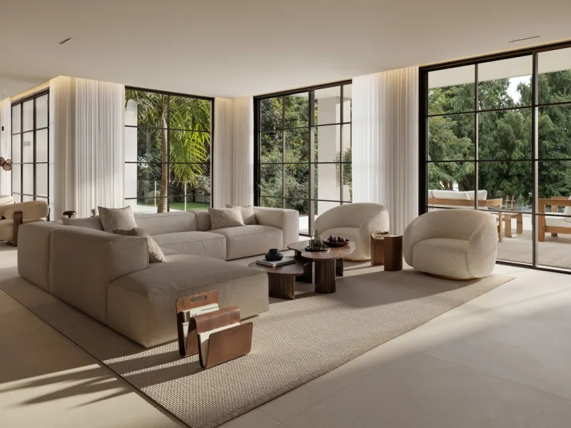 A unique opportunity to acquire a premium plot with an approved project and building license for the construction of an elegant contemporary villa with a total built area of 642 m², distributed over two above-ground levels and a basement. Urban planning c