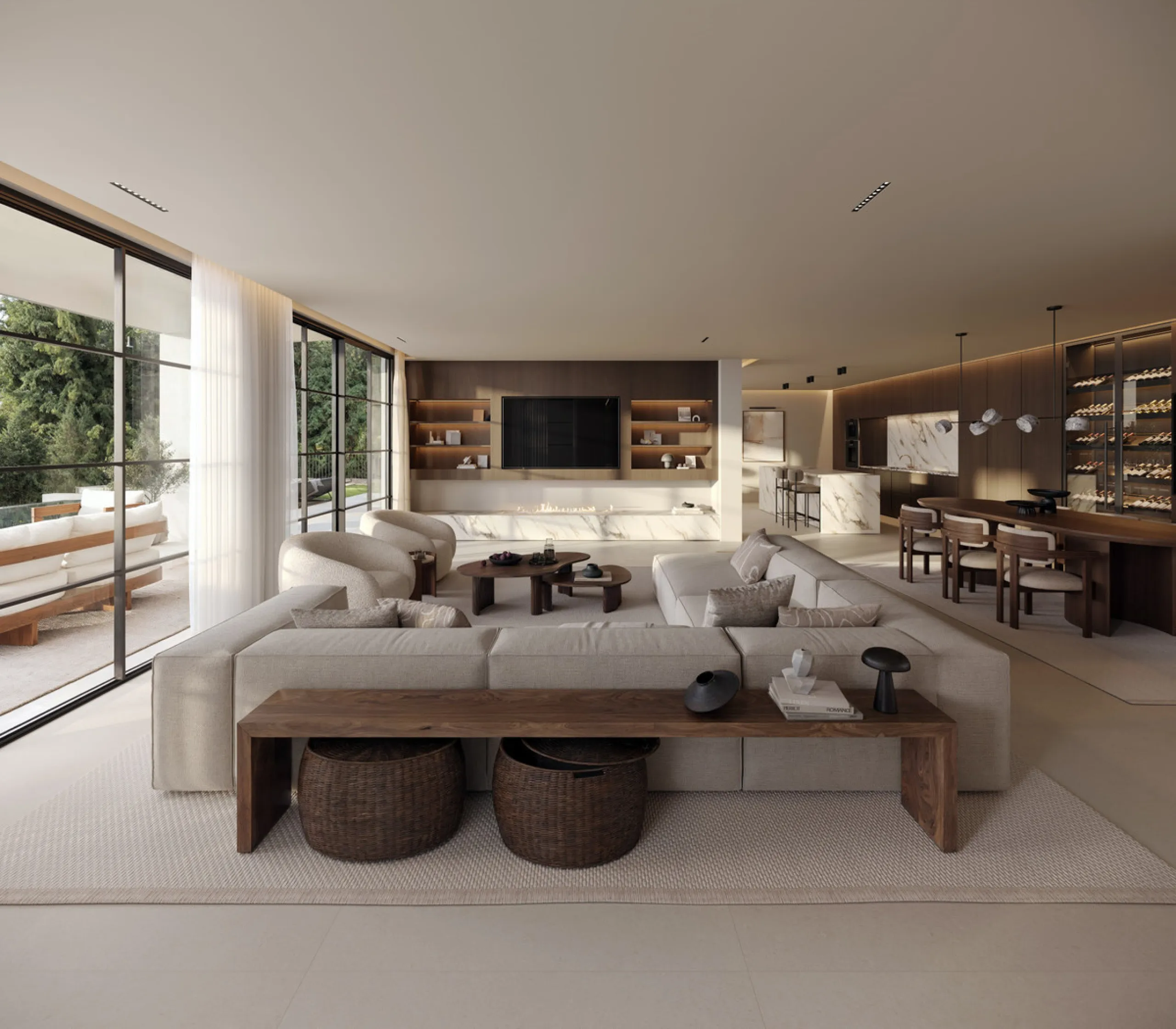 A unique opportunity to acquire a premium plot with an approved project and building license for the construction of an elegant contemporary villa with a total built area of 642 m², distributed over two above-ground levels and a basement. Urban planning c