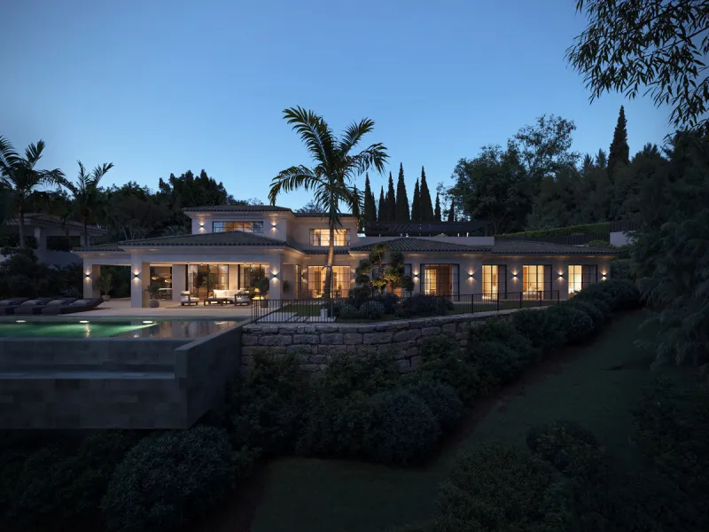 A unique opportunity to acquire a premium plot with an approved project and building license for the construction of an elegant contemporary villa with a total built area of 642 m², distributed over two above-ground levels and a basement. Urban planning c
