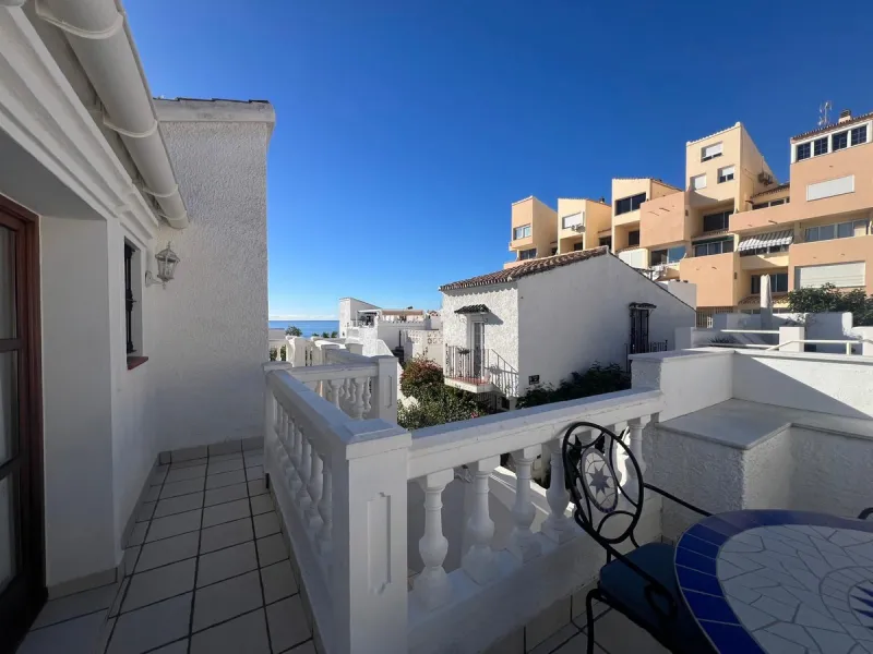Beachfront complex in Estepona, New Golden Mile, between Cancelada and Selwo, close to Las Dunas. Stunning fully renovated corner semi-detached townhouse, located in a frontline beach complex with a unique charm, reminiscent of an authentic fishing villag