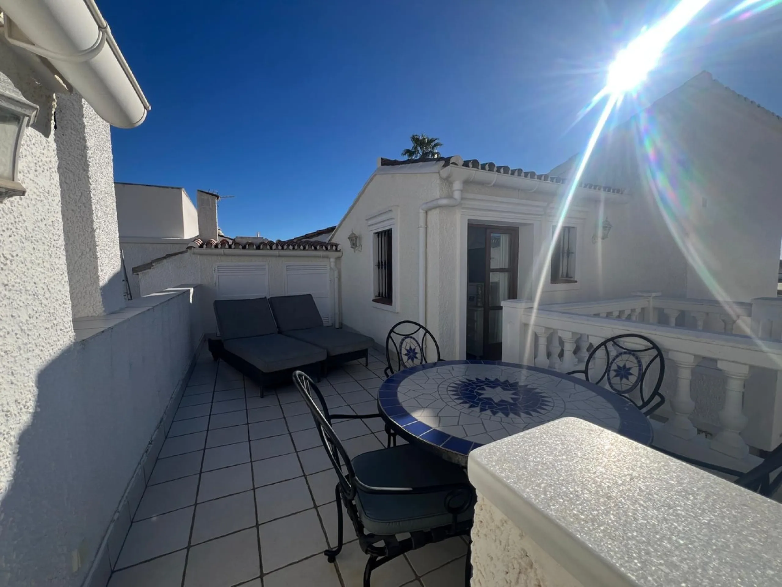 Beachfront complex in Estepona, New Golden Mile, between Cancelada and Selwo, close to Las Dunas. Stunning fully renovated corner semi-detached townhouse, located in a frontline beach complex with a unique charm, reminiscent of an authentic fishing villag