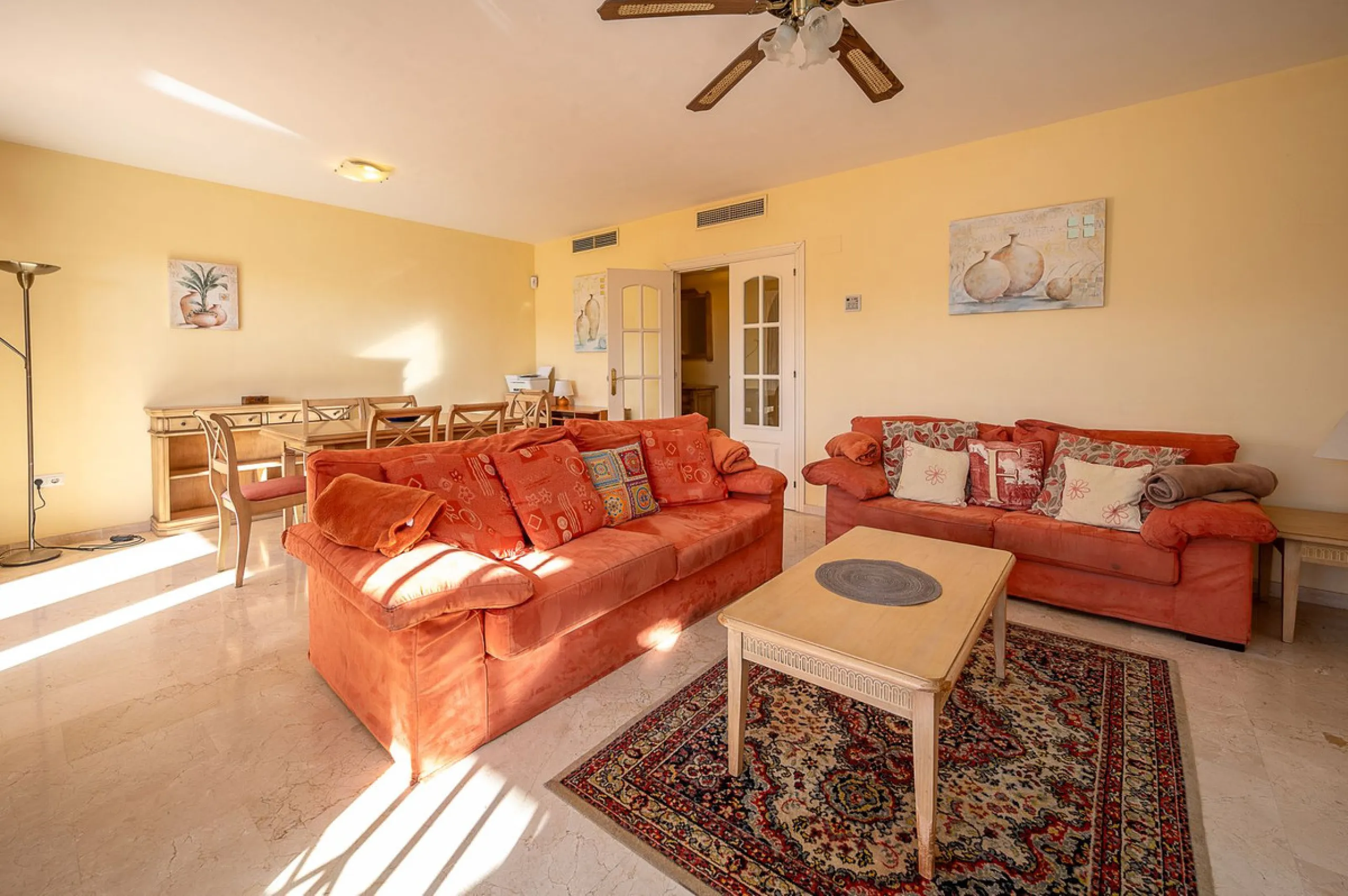 One-level apartment consisting of 3 double bedrooms, together with 3 bathrooms a large L shape terrace with the bonus of half being covered and the other half open to be able to enjoy the sun all day long which you has limited sea views. Property comes wi