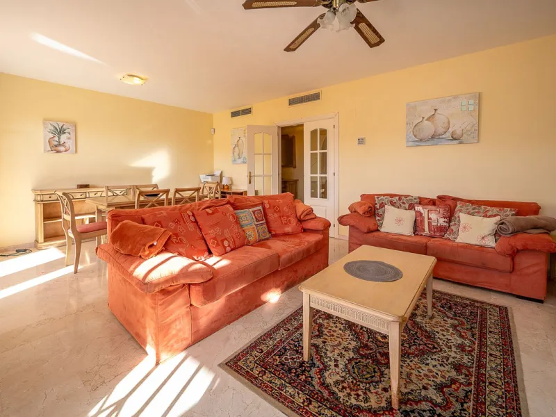 One-level apartment consisting of 3 double bedrooms, together with 3 bathrooms a large L shape terrace with the bonus of half being covered and the other half open to be able to enjoy the sun all day long which you has limited sea views. Property comes wi