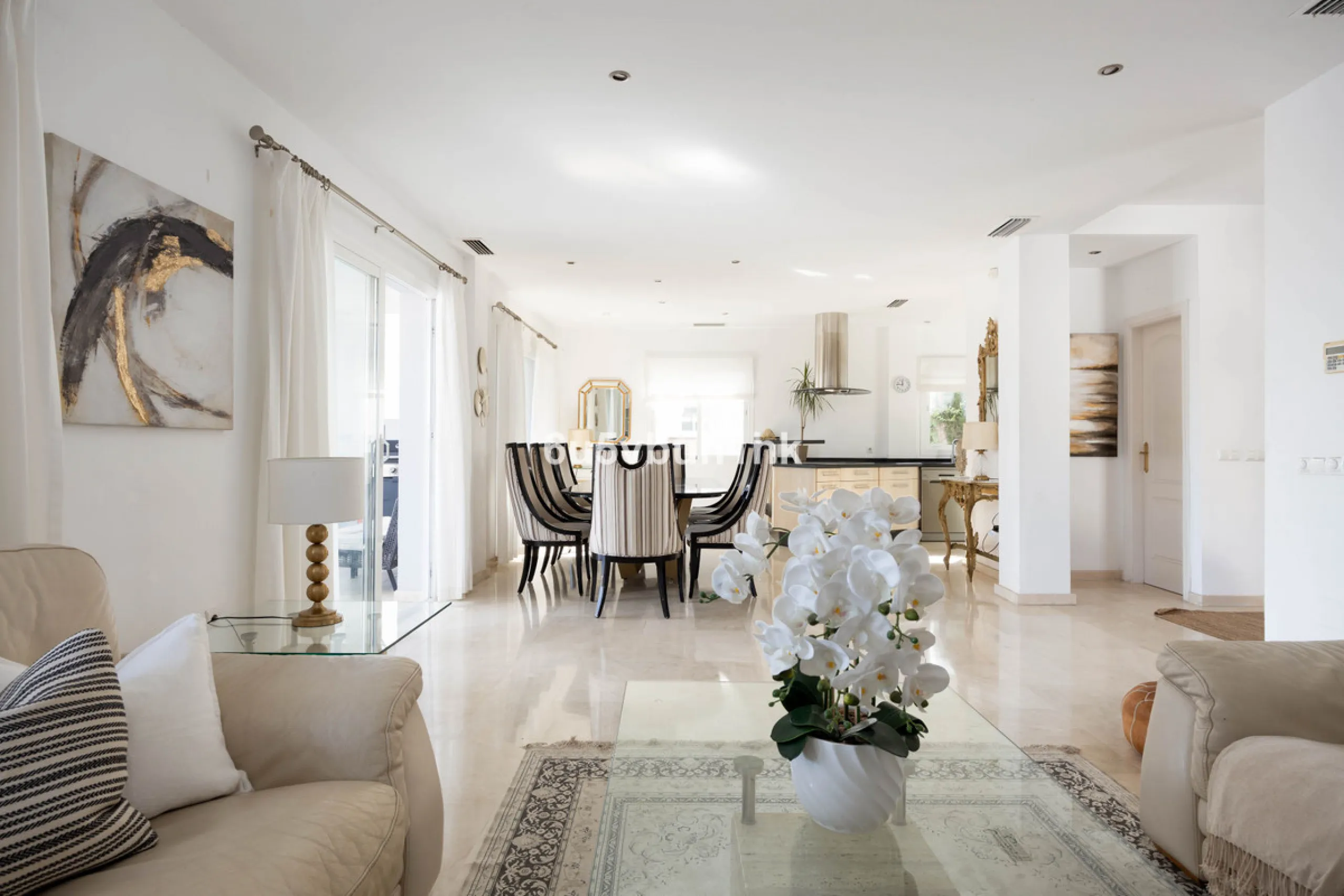 Imagine waking up to golden Mediterranean light, the scent of warm pine trees, and birdsong drifting across rolling green fairways. This exceptional 6-bedroom villa beside Cerrado del Aguila Golf & Resort offers more than a home – it offers a lifestyle sh