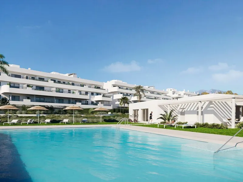 Ground Floor Apartment for sale in Estepona East, Estepona with 2 bedrooms, 2 bathrooms, 2 en suite bathrooms and with orientation south, with communal swimming pool, private garage (1 parking spaces) and private garden. Regarding property dimensions, it 
