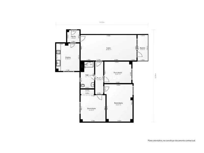 Apartment - Middle Floor Apartment в продаже в Málaga, Málaga. В доме 3 спален и 1 ванных комнат. Площадь дома 86 м²