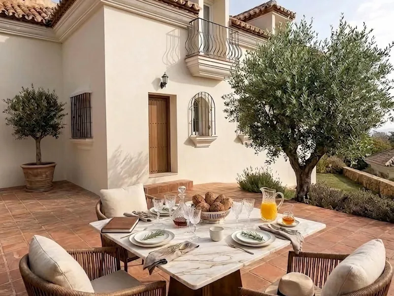This stunning villa, accompanied by three adjoining buildable plots, presents an exceptional investment opportunity. Boasting six bedrooms and five bathrooms, this property offers abundant space and comfort. Revel in panoramic views of the sea and mountai