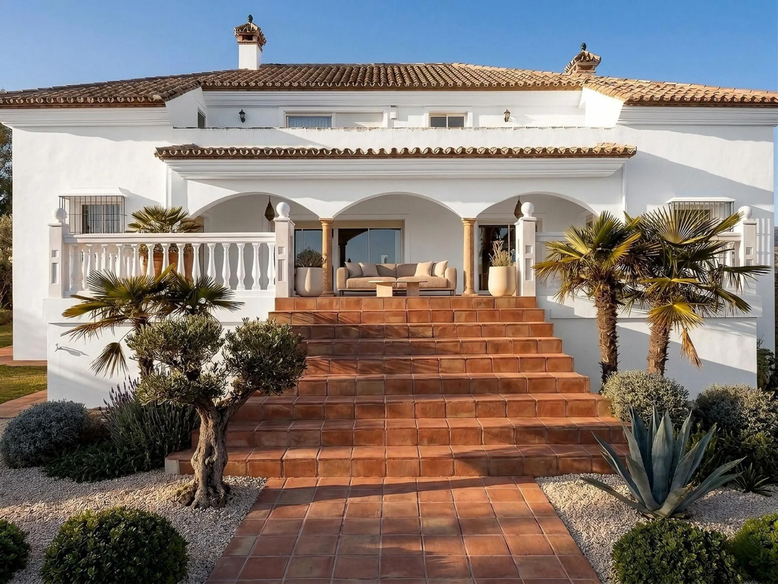 This stunning villa, accompanied by three adjoining buildable plots, presents an exceptional investment opportunity. Boasting six bedrooms and five bathrooms, this property offers abundant space and comfort. Revel in panoramic views of the sea and mountai