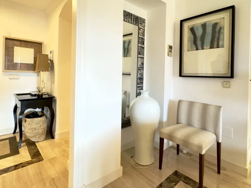 This beautiful and luxurious 2-bedroom, 2-bathroom timeless and elegant property is located in the privileged beachside area of Elviria, within the prestigious urbanization of Hacienda Playa.