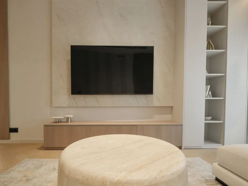 This modern two-bedroom apartment has been completely renovated this year — everything is brand new. The renovation was done in a contemporary style, using high-quality materials and a well-thought-out design. It was made for personal use, with great atte