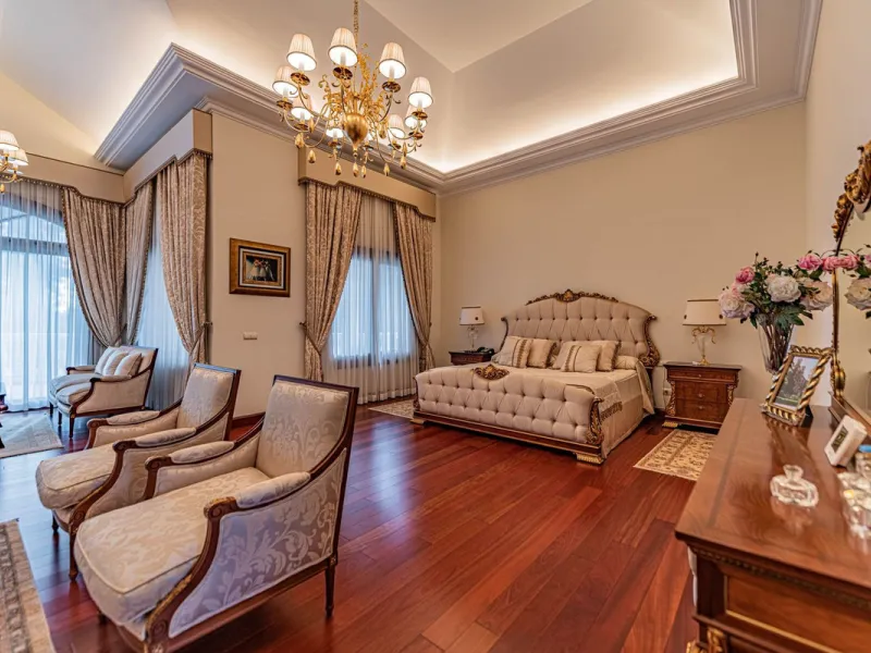 Luxury andalusian style villa that resides magnificently in one of the most prestigious and sought-after urbanizations in Marbella, Guadalmina Baja, only 100 meters from the beach and 5 minutes from Puerto Banus. The highest quality materials have been us