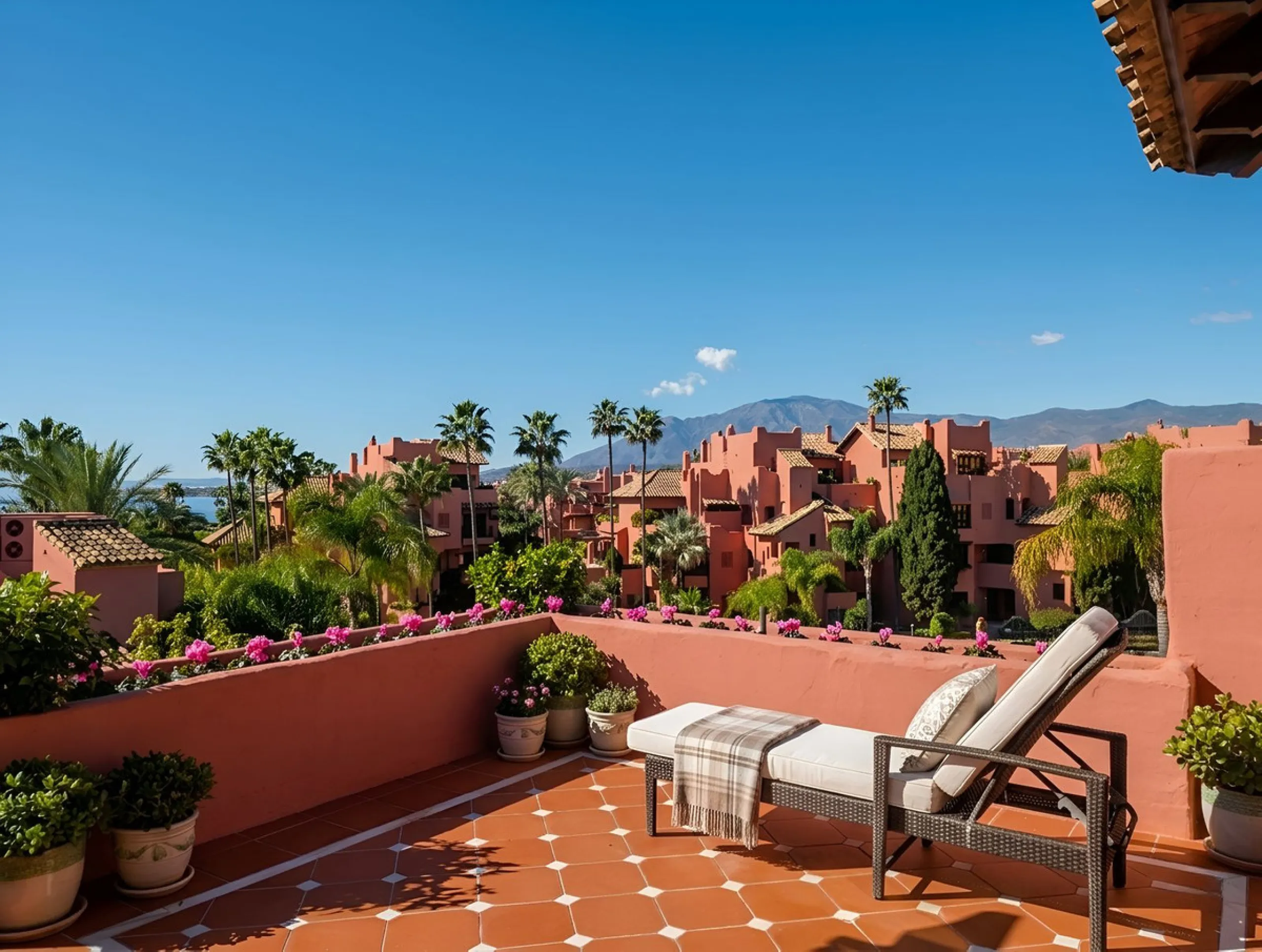 Centrally located with great views & privacy, this stunning penthouse benefits from sunlight all day and enjoys spectacular sunsets from the upper terrace.