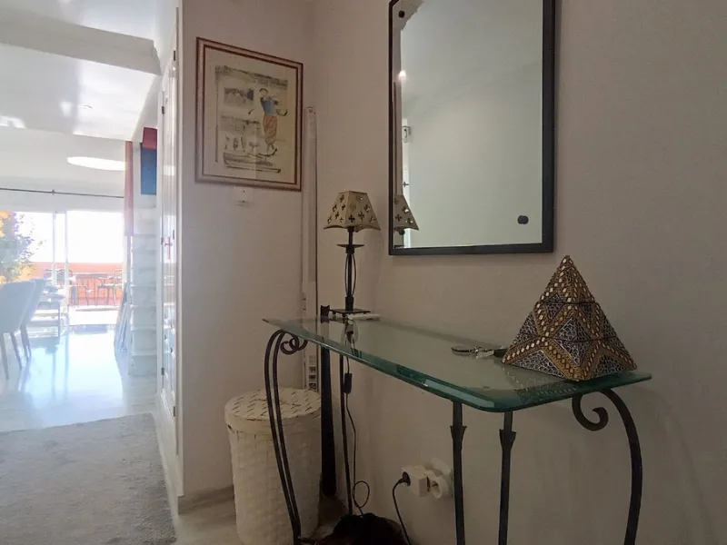 Stunning terraces with sea and mountain views. Over 60 square meters of covered and uncovered terraces. Immaculate two-story penthouse. Built-in interior staircase provides access to the upper level. The ground floor comprises two bedrooms and two full ba