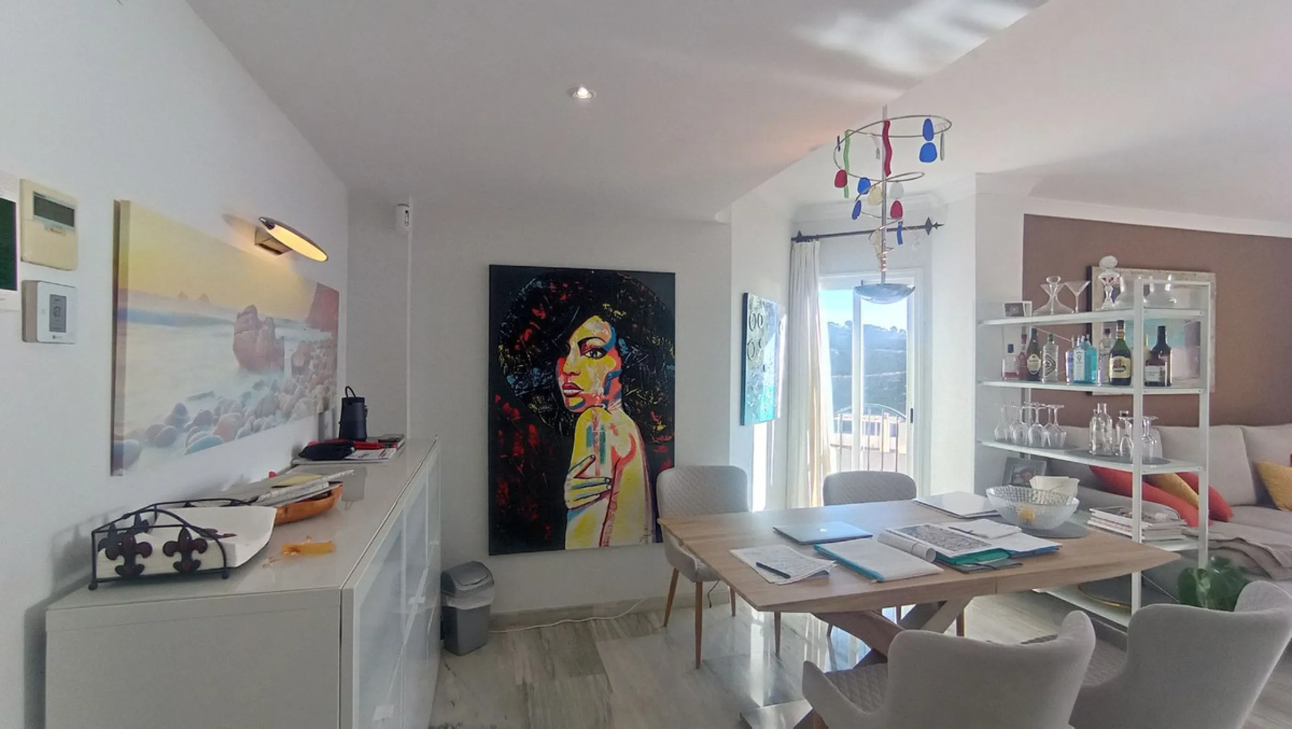 Stunning terraces with sea and mountain views. Over 60 square meters of covered and uncovered terraces. Immaculate two-story penthouse. Built-in interior staircase provides access to the upper level. The ground floor comprises two bedrooms and two full ba