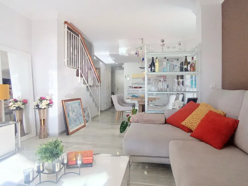 Stunning terraces with sea and mountain views. Over 60 square meters of covered and uncovered terraces. Immaculate two-story penthouse. Built-in interior staircase provides access to the upper level. The ground floor comprises two bedrooms and two full ba