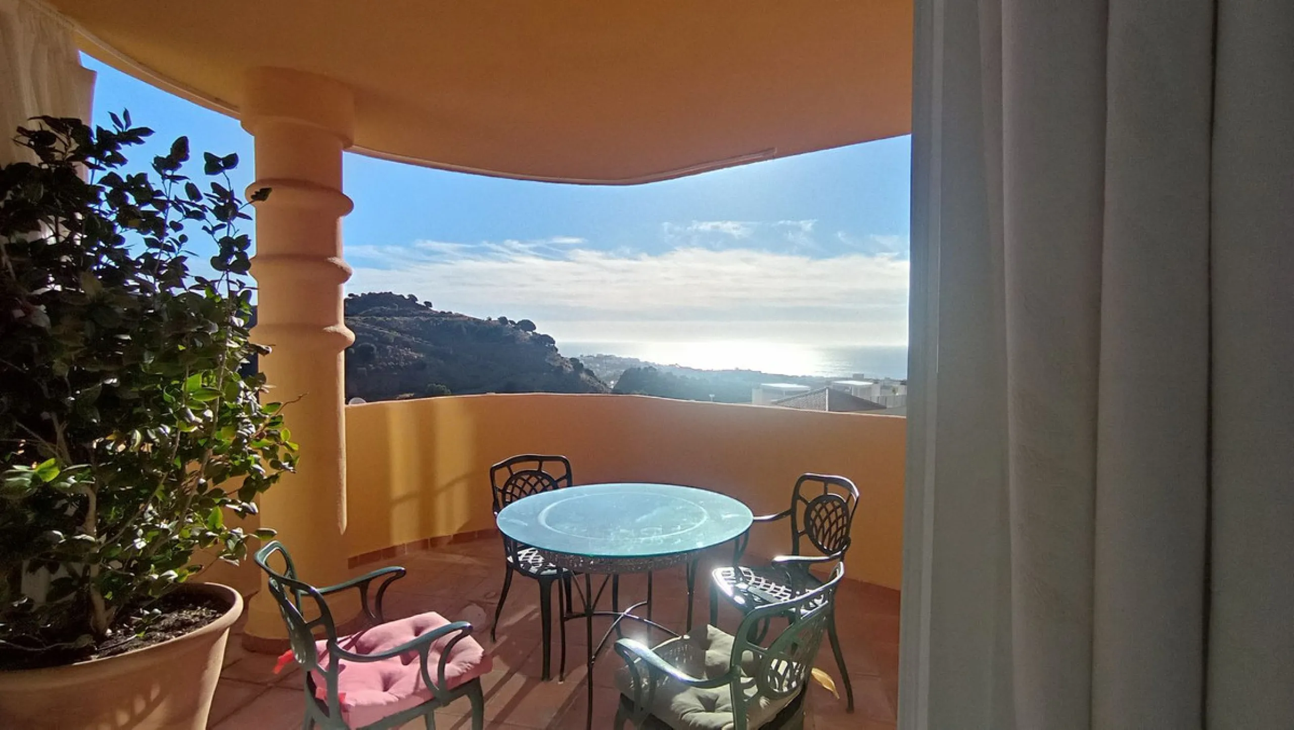 Stunning terraces with sea and mountain views. Over 60 square meters of covered and uncovered terraces. Immaculate two-story penthouse. Built-in interior staircase provides access to the upper level. The ground floor comprises two bedrooms and two full ba