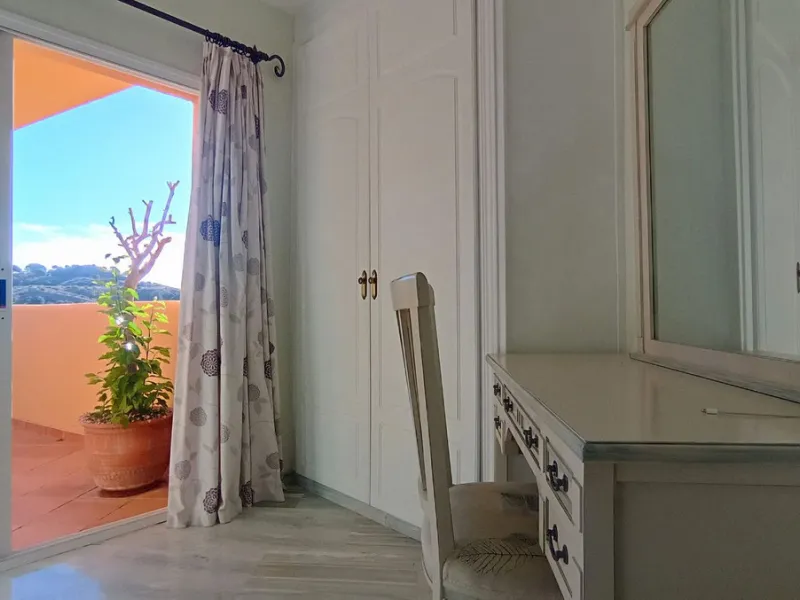 Stunning terraces with sea and mountain views. Over 60 square meters of covered and uncovered terraces. Immaculate two-story penthouse. Built-in interior staircase provides access to the upper level. The ground floor comprises two bedrooms and two full ba