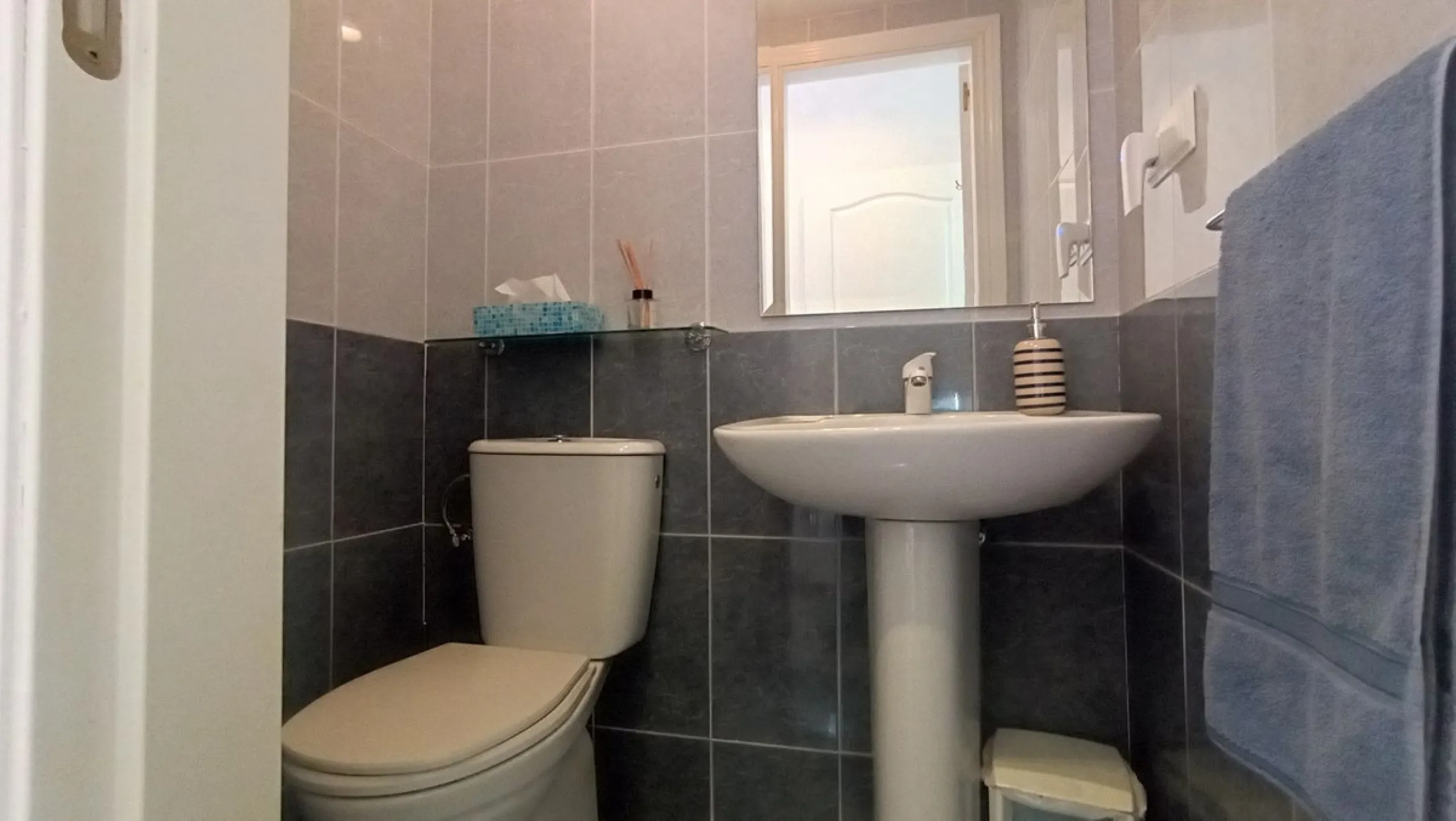 Stunning terraces with sea and mountain views. Over 60 square meters of covered and uncovered terraces. Immaculate two-story penthouse. Built-in interior staircase provides access to the upper level. The ground floor comprises two bedrooms and two full ba
