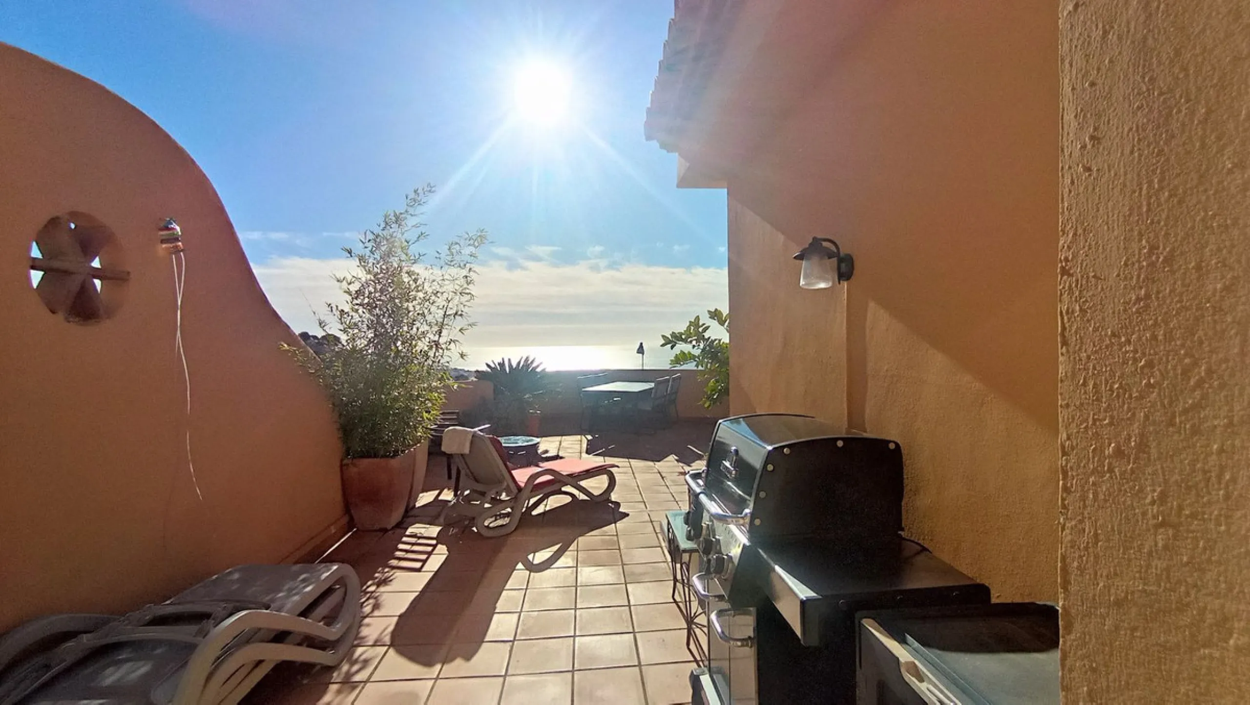 Stunning terraces with sea and mountain views. Over 60 square meters of covered and uncovered terraces. Immaculate two-story penthouse. Built-in interior staircase provides access to the upper level. The ground floor comprises two bedrooms and two full ba
