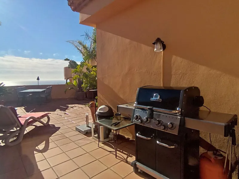Stunning terraces with sea and mountain views. Over 60 square meters of covered and uncovered terraces. Immaculate two-story penthouse. Built-in interior staircase provides access to the upper level. The ground floor comprises two bedrooms and two full ba