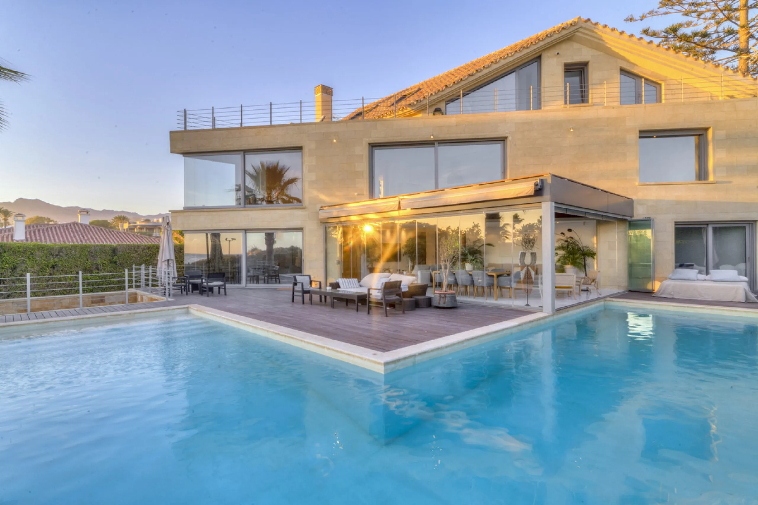 In one of the most sought-after locations along Marbella's coastline, this spectacular contemporary villa rises literally on the sand, offering a truly unique and unrivalled beachfront living experience.