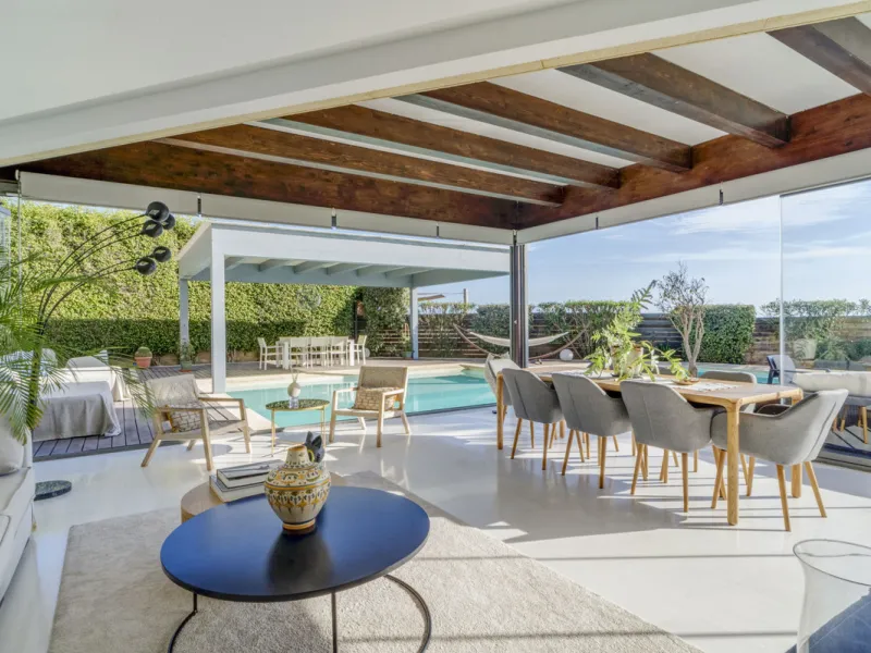 In one of the most sought-after locations along Marbella's coastline, this spectacular contemporary villa rises literally on the sand, offering a truly unique and unrivalled beachfront living experience.