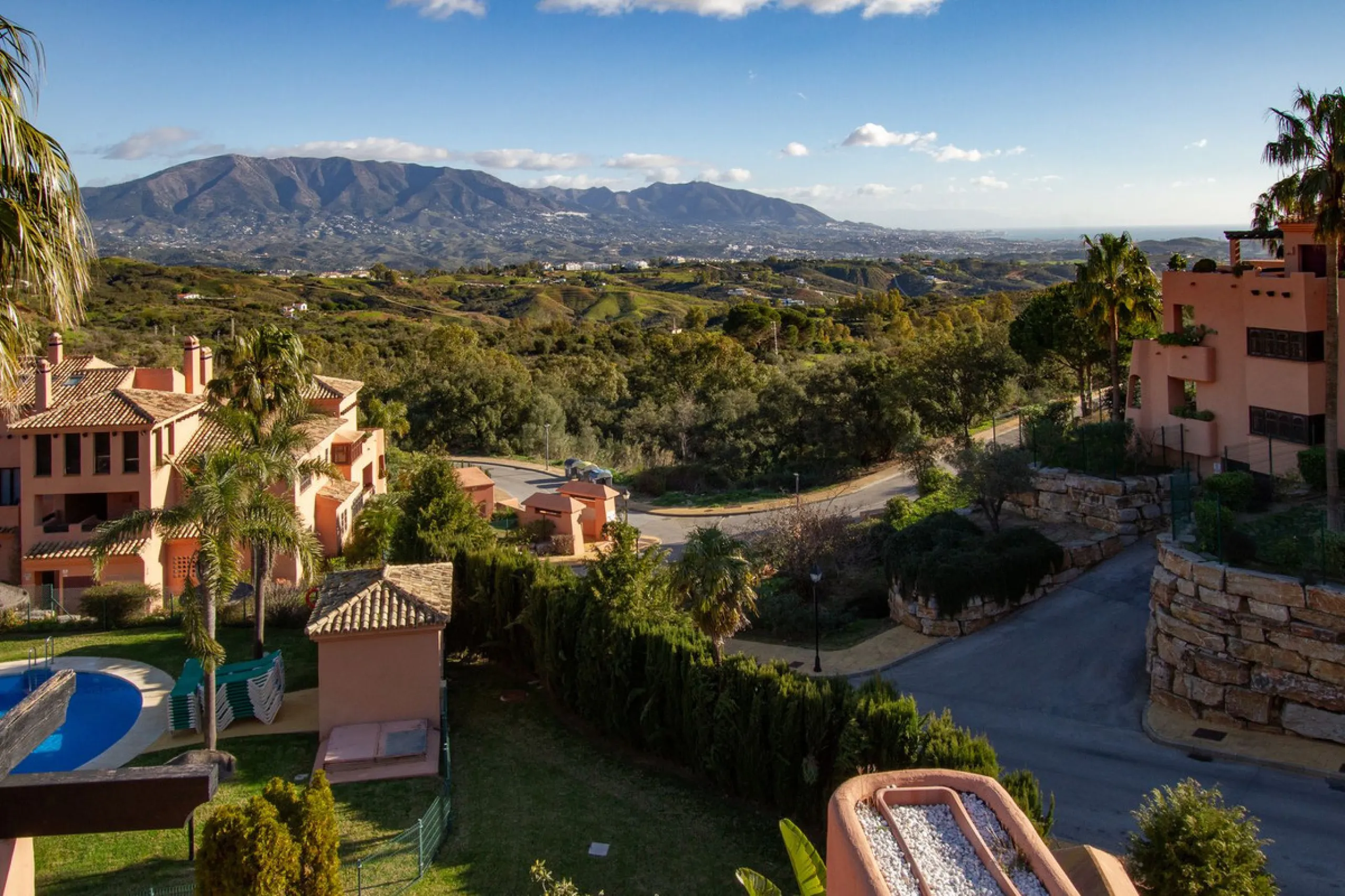 Immaculate three bedroom duplex penthouse with the most outstanding panoramic views to sea and mountains..