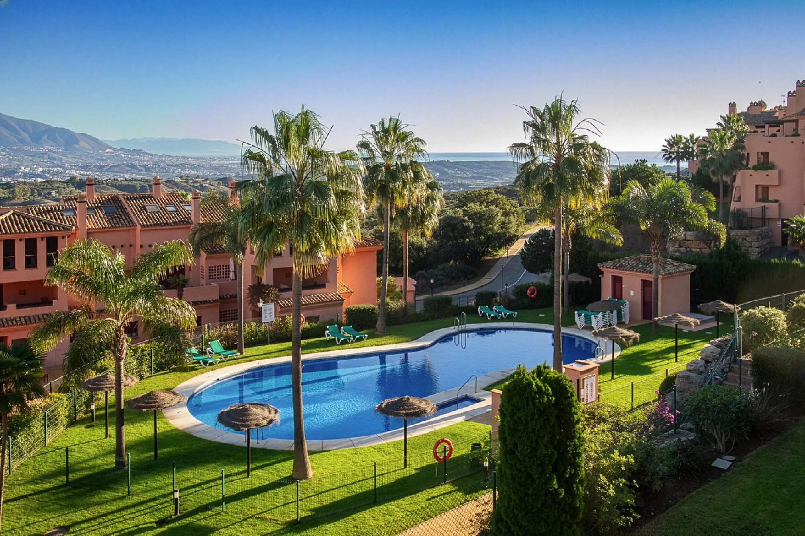 Immaculate three bedroom duplex penthouse with the most outstanding panoramic views to sea and mountains..