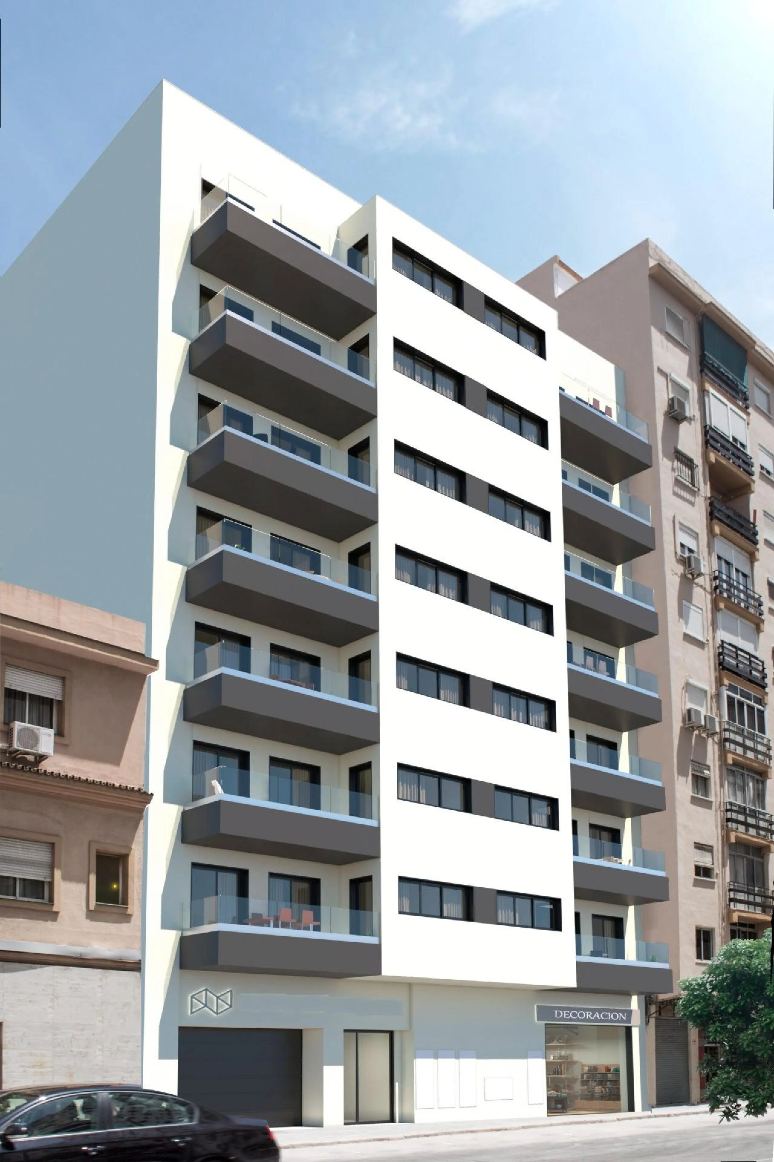 NEW BUILD APARTMENTS IN MALAGA& & New Build residential complex consists of 35 apartments distributed in Ground Floor+7 in two buildings, with various types of 1 and 2 bedrooms in a unique building in the city centre. With a modern and contemporary 