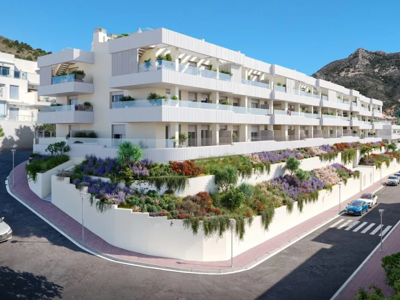 New Build Apartments for Sale in Benalmádena Pueblo Costa del Sol& & Modern Residential Development just 3 km from beach& This exclusive new build development offers 70 contemporary homes with 2 and 3 bedrooms, each featuring 2 full bathrooms and