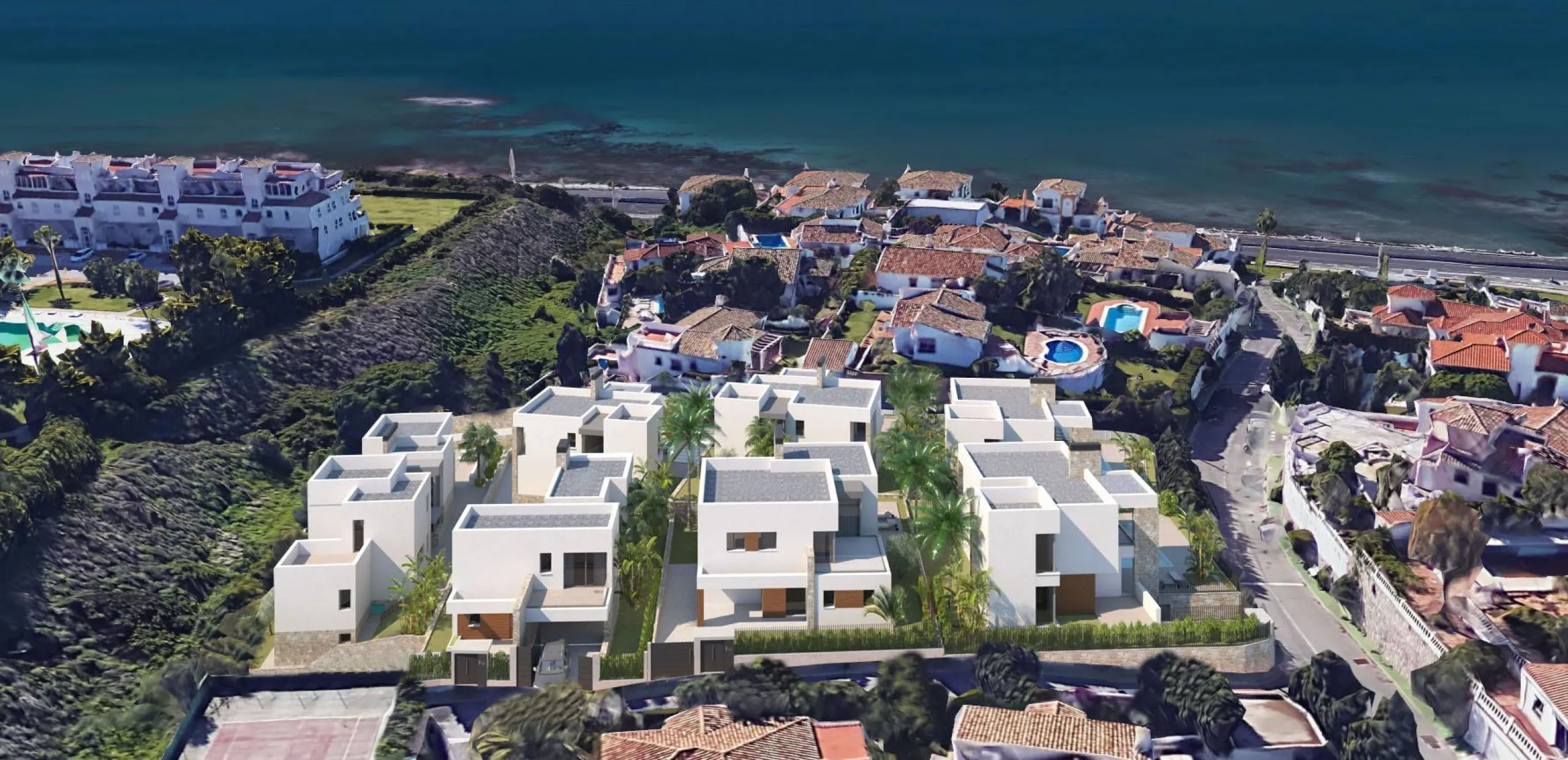 Exclusive New Villas for Sale in Las Farolas, Mijas Costa& & Prime Location by the Sea on the Costa del Sol& Discover this new development of 7 luxury villas located in the prestigious and well-established Las Farolas urbanization, between Fuengi