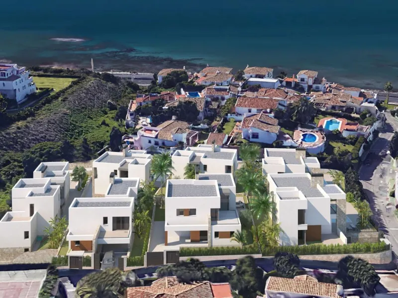 Exclusive New Villas for Sale in Las Farolas, Mijas Costa& & Prime Location by the Sea on the Costa del Sol& Discover this new development of 7 luxury villas located in the prestigious and well-established Las Farolas urbanization, between Fuengi