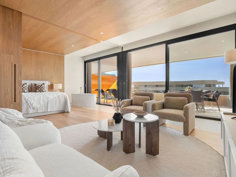 Experience refined coastal living in this brand-new luxury apartment set within the prestigious Higuerón Resort.