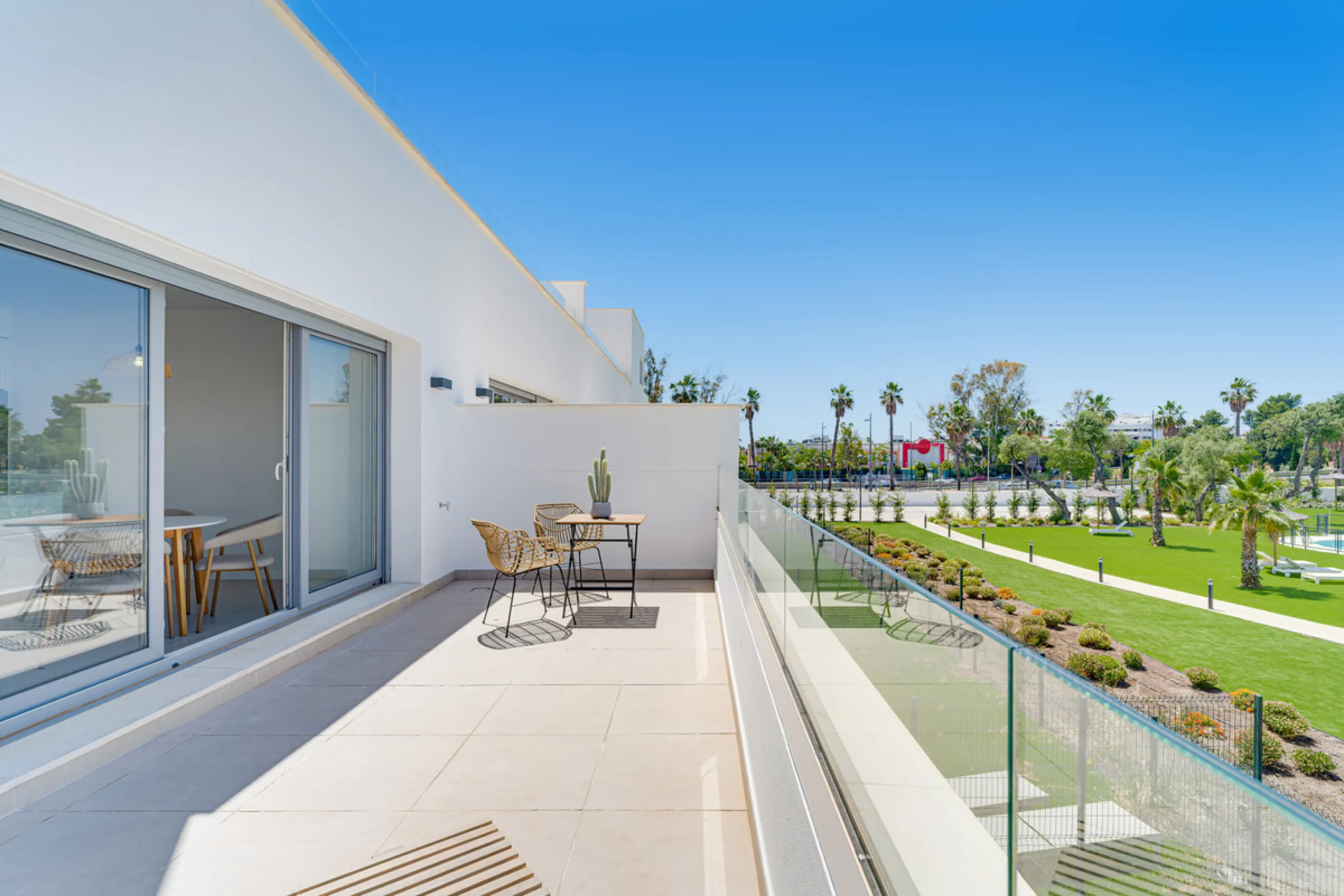 Brand new southwest facing two bedroom apartment located in the sought-after gated community Acqua Gardens , ideally located - walking distance to the beach, close to shops, restaurants, and all essential amenities on the New Golden Mile. This unfurnished