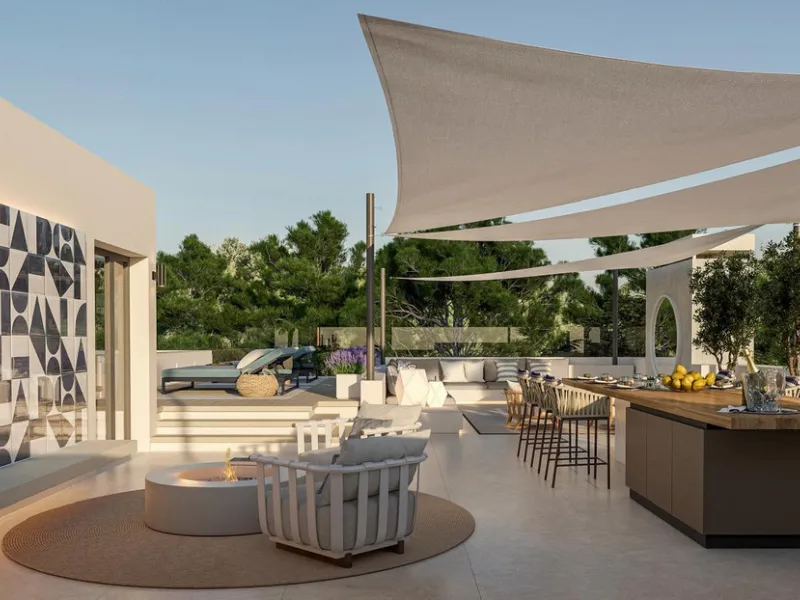 Neue zeitgenössische Villa mit Meerblick im Marbella Hill Club