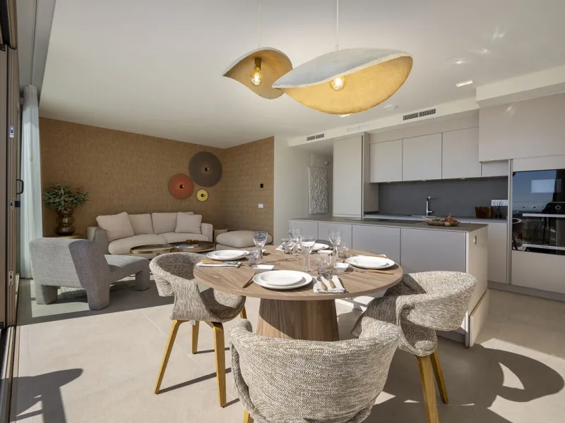 Amazing key ready 2-bedroom penthouse in La Cala de Mijas, boasting spectacular sea views. The upper level features a solarium with an outdoor kitchen and a jacuzzi. This boutique development prioritizes quality, functionality, and design, providing an ex