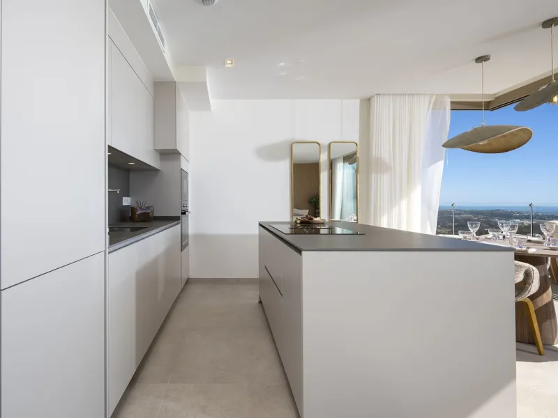 Amazing key ready 2-bedroom penthouse in La Cala de Mijas, boasting spectacular sea views. The upper level features a solarium with an outdoor kitchen and a jacuzzi. This boutique development prioritizes quality, functionality, and design, providing an ex