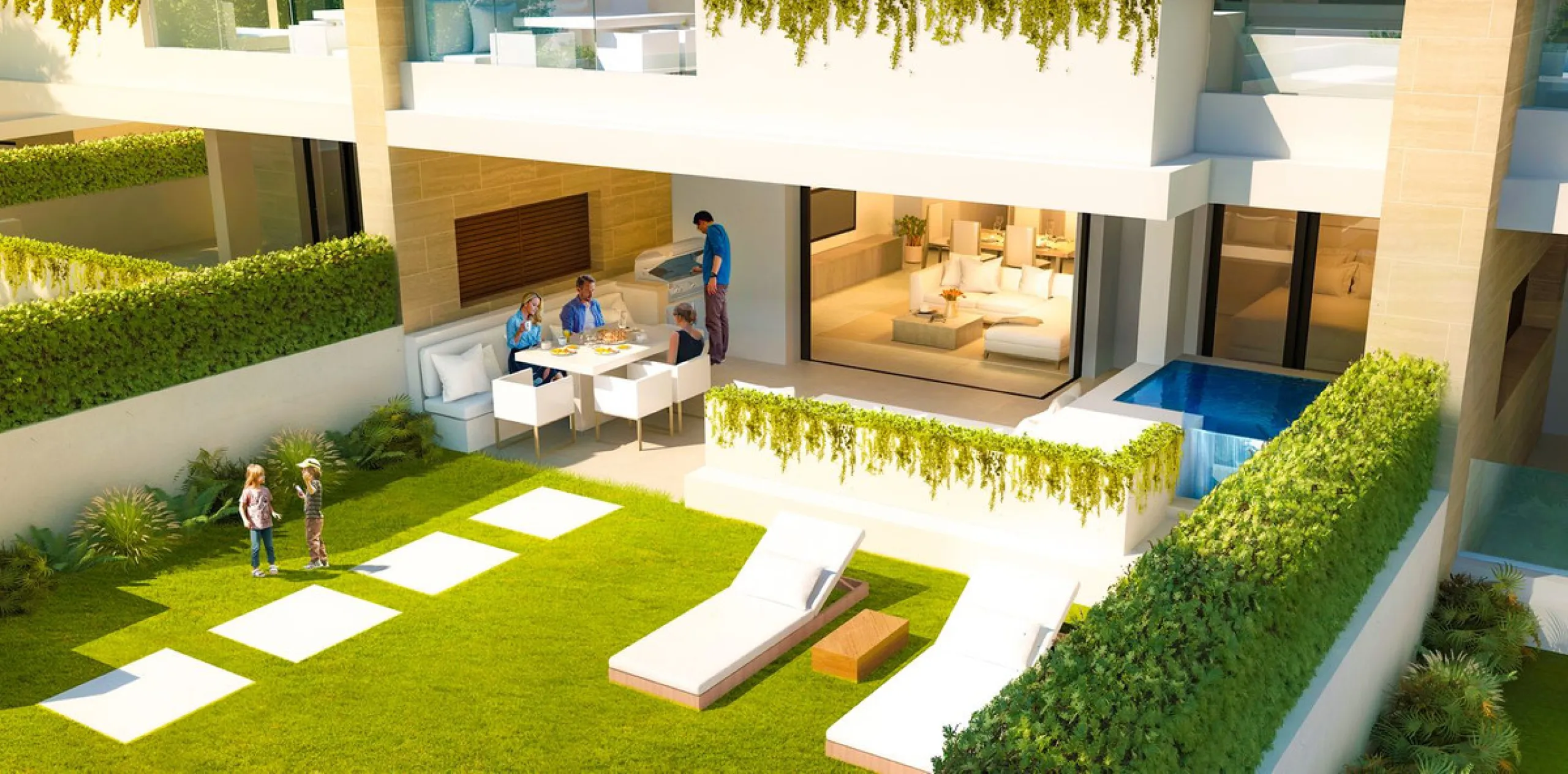 *** Spectacular Luxury Detached Villa on The New Golden Mile, Estepona *** Corner: Maximum Privacy *** 5 Bedrooms and 4 Bathrooms *** Spacious Terraces *** Private Garden with Jacuzzi and Swimming Pool *** BAsement with Windows and Bathroom *** Beachfront