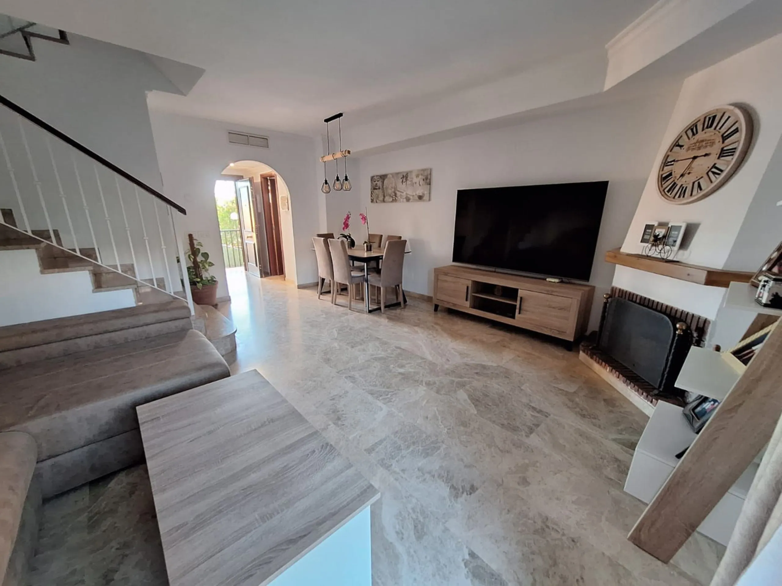 Discover unparalleled coastal serenity in this magnificent semi-detached townhouse within the prestigious Sierramar III urbanisation, a secure gated enclave in Marbella's exclusive Huerta del Prado-La Montúa district, nestled against the foothills of the 
