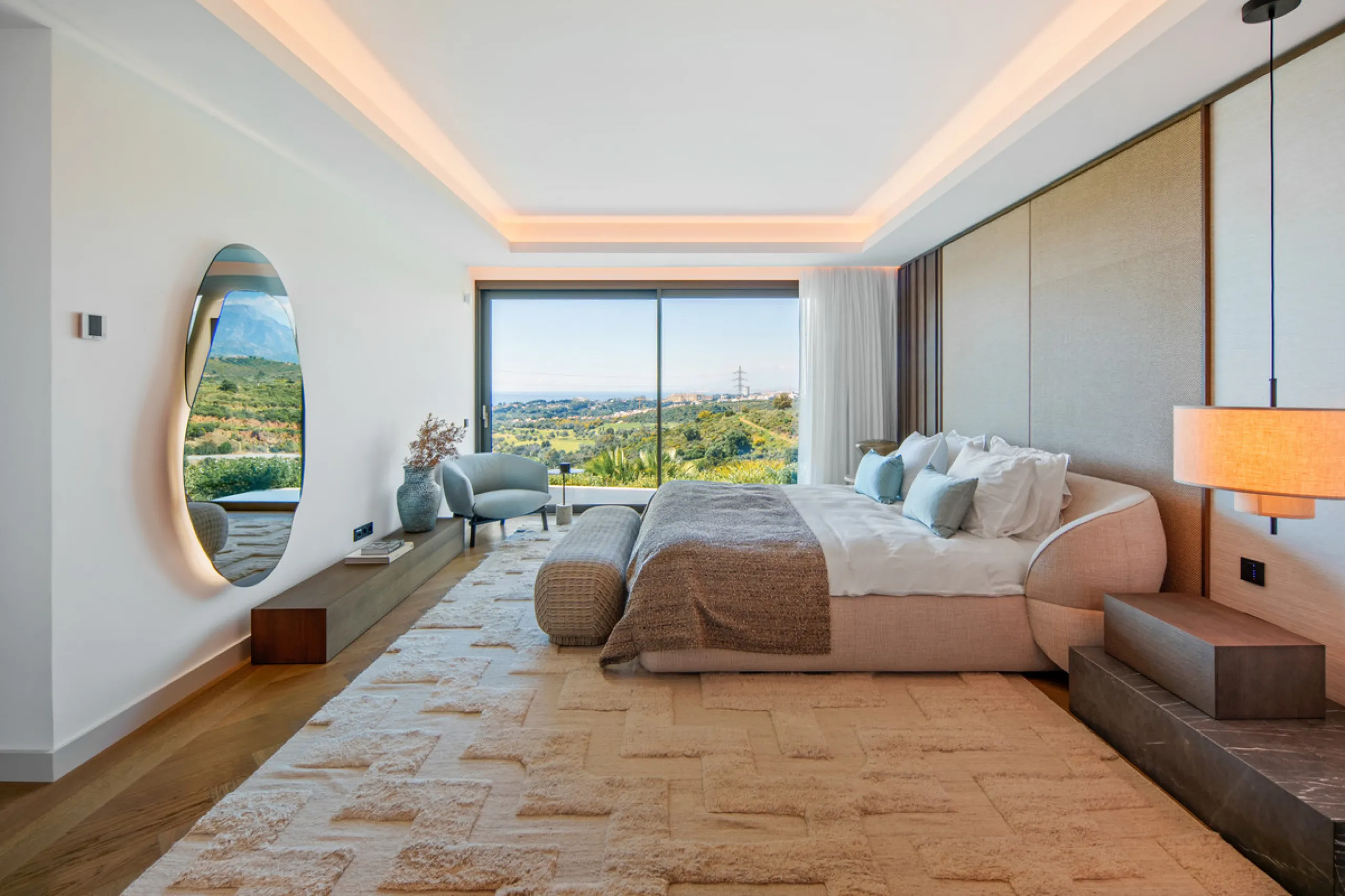 Set on a south-facing plot of over 1,000 m², this newly built villa delivers sweeping views of the Mediterranean Sea and surrounding mountains. Developed by Sands Villas and designed by Gonzalez Jacobson, the property combines sharp modern architecture wi