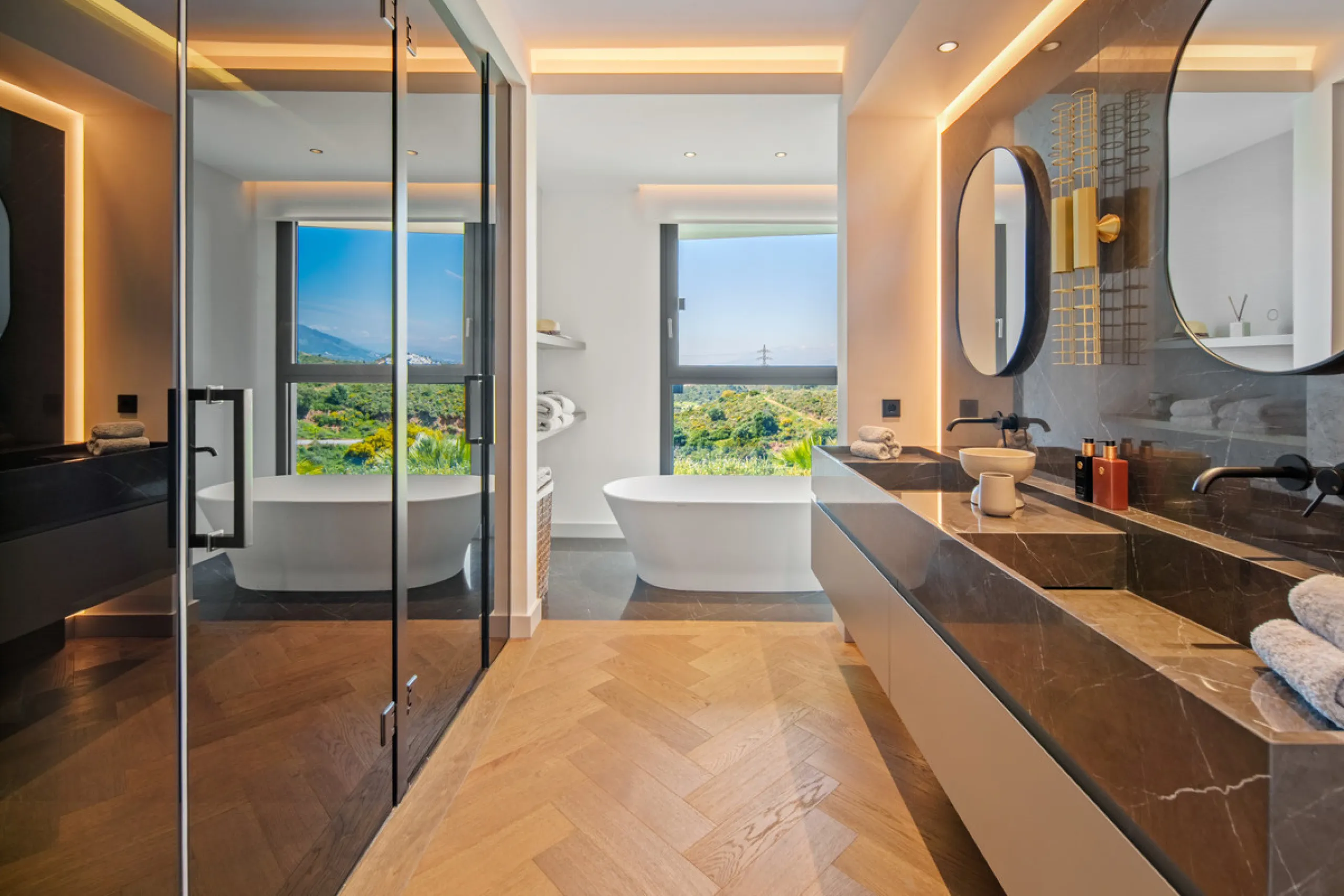 Set on a south-facing plot of over 1,000 m², this newly built villa delivers sweeping views of the Mediterranean Sea and surrounding mountains. Developed by Sands Villas and designed by Gonzalez Jacobson, the property combines sharp modern architecture wi