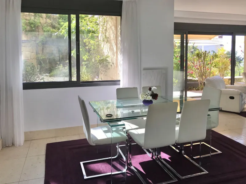 Nested in a natural and peaceful environment, surrounded by oak and pine trees, in an prestigious contemporary complex with 24 concierge and security service, this large 2 bedroom corner apartment offers some of the best views of the Mediterranean in Marb