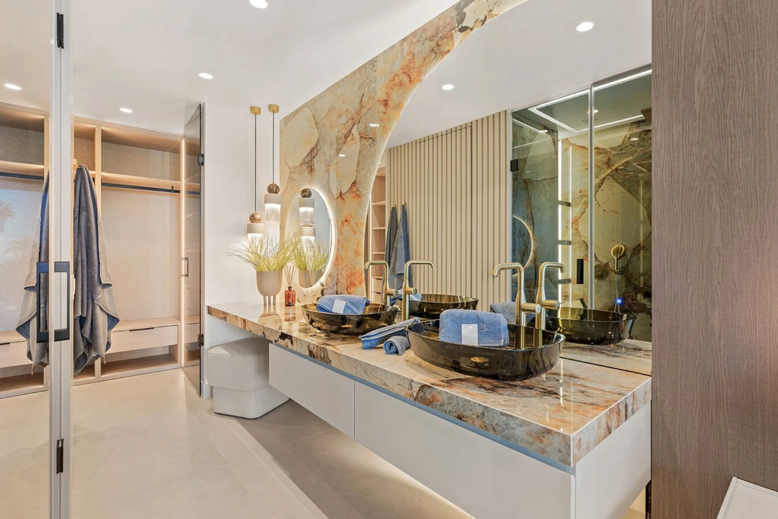 This exceptional ground-floor apartment combines luxury, comfort, and tranquility in perfect harmony. Featuring three spacious bedrooms and two bathrooms across 126 sqm of thoughtfully designed living space, the home offers an open-plan layout that unites